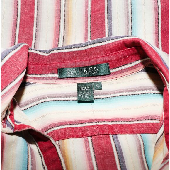 Ralph Lauren Striped Linen Cotton Button Down Shirt Size Medium - Picture 3 of 3